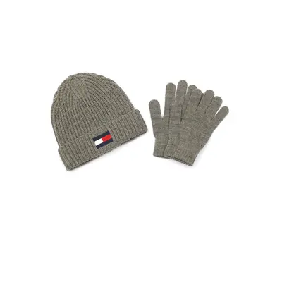 Tommy Hilfiger Boys' Fisherman Rib Cuff Hat and Gloves Set Medium Gre