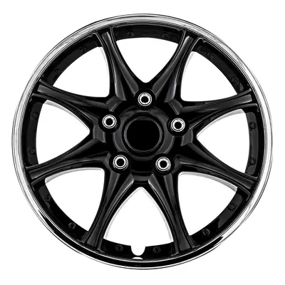 Pilot Automotive WH522-16C-B-AM Inch Black & Chrome Universal Hubcap Wheel Covers For Cars - Set