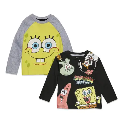 SpongeBob SquarePants Little Boys Pack Long Sleeve Graphic TShirts Spongebob YellowBlack