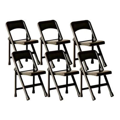 Black Plastic Toy Folding Chairs for Wrestling Action Figures (Set of 6)