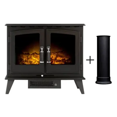 Adam Woodhouse Electric Stove in Black with Straight Stove Pipe