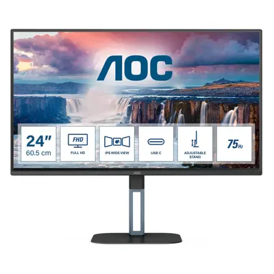 AOC 24V5C - Inch FHD Monitor, 75Hz, IPS, 1ms, Flicker Free, Low Blue mode, Speakers , Height Adj