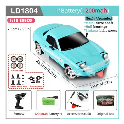 (1804-B-1B1200-YX01J) LDRC LD1804 RC Drift Car 1/18 Model 2.4G 2WD ESP Gyroscope LED Lights Full