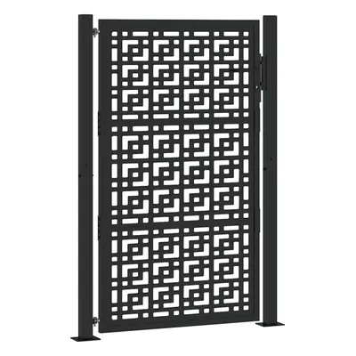 (steel/black, x cm/cross design) vidaXL Garden Gate 105x180 cm Weathering Steel Flame Design fen