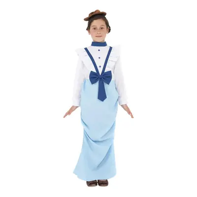 (7-9 Years, Blue/White) Smiffys Girls Victorian Costume Set