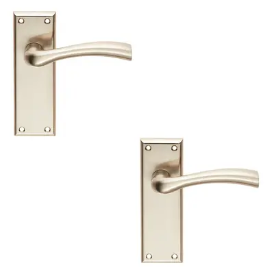 2x Chunky Curved Tapered Handle on Latch Backplate x 50mm Satin Nickel