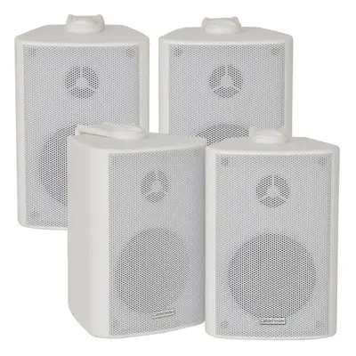 4x 70W Way White Wall Mounted Stereo Speakers 8Ohm Compact Background Music