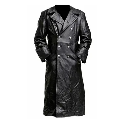 (black, XXXXL) Men&apos;s German Classic Ww2 Military Uniform Officer Black Real Leather Trench 