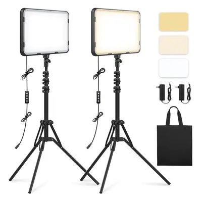 2 Pack LED Video Light Kit with Inch Tripod, 20W Photographic Video Lighting 2500-8500K Studio L