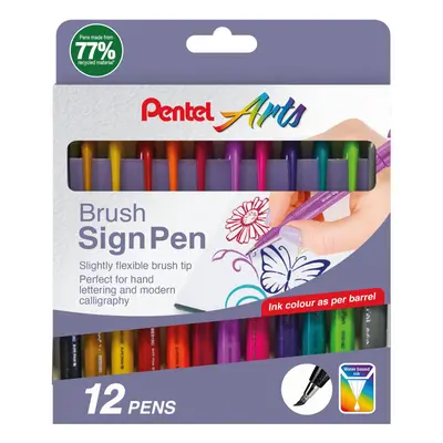 Pentel Brush Sign Pen - Fresh Shades 12pc Wallet