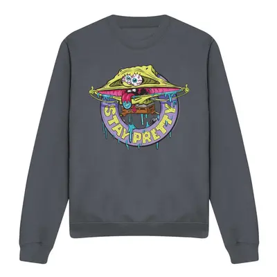 (XL, Charcoal) SpongeBob SquarePants Unisex Adult Stay Pretty Sweatshirt