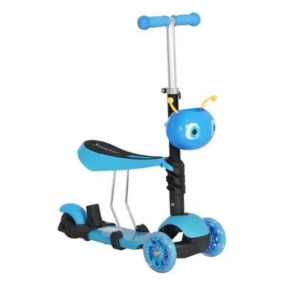 HOMCOM 5-in-1 Kids' Blue 3-Wheel Kick Scooter With Removable Seat