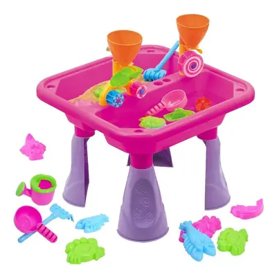 (Pink) The Magic Toy Shop 23pc Sand & Water Table Set | Outdoor Play Table & Sand Toys