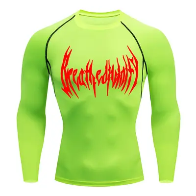 (light green, XXL) Fitness Men's Compression Long Sleeve Shirt Quick Drying Sun Protection Secon