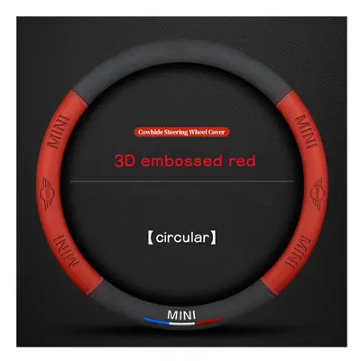 (3D embossed Red O) 3D Embossing Car Steering Wheel Cover Car Steering Wheel Cover For MINI