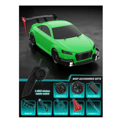 (GREEN) 1:14 4WD RC Drift Car Racing 2.4G Remote Control Car Four-wheel Drive Remote Control Dri