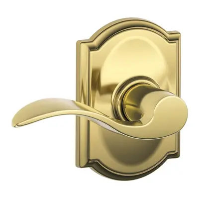 SCHLAGE Accent Lever with Camelot Trim Hall and Closet Lock in Bright Brass - F10 ACC CAM