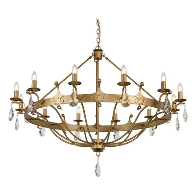 12 Bulb Chandelier Hanging Pendant LIght Gold Patina LED E14 60W Bulb