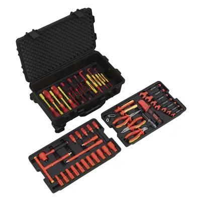 50pc VDE Insulated 3/8" Socket Tool Kit - 1500V DC - Ratchet Spanner Drive