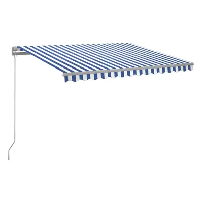 vidaXL Manual Retractable Awning with LED 300x250 cm Blue and White Shade