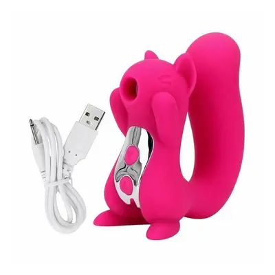 (Rose Red) Novelty Squirrel Vibrator Sucking Vibrating Clitoris Suction Nipple Play Women