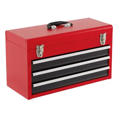 Portable Steel Tool Box Toolbox With Drawers & Top Tray-Red+Black