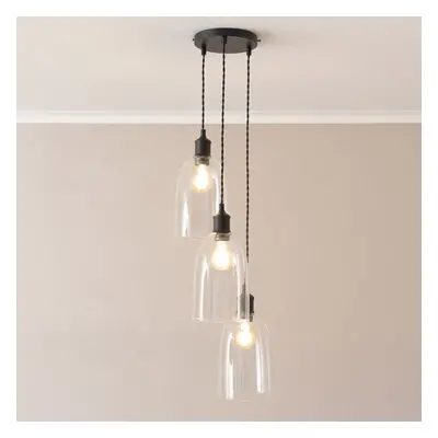 ValueLights Kira Dome Glass Matte Black Drop Cluster Ceiling Light