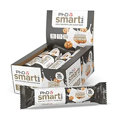 Phd High Protein Low sugar Smart Bar,Ideal for healthy snack! Cookies and Cream 64g x