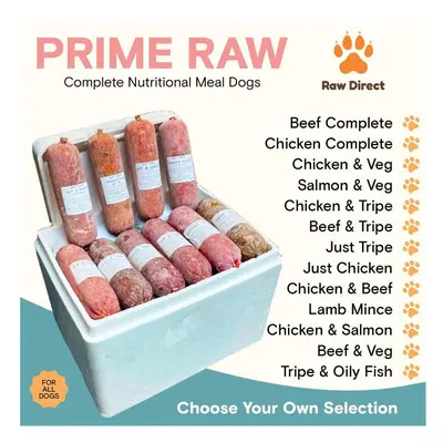 (Prime Raw Frozen Raw BARF Dog Food Beef & Veg ) Prime Raw Frozen Raw BARF Dog Food Rolls 454g