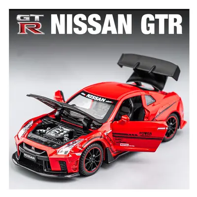 (R35 Red) 1:32 Nissan GTR R34 GT-R R35 Fast & Furious Alloy Car Model Sound and Light Pull Back 