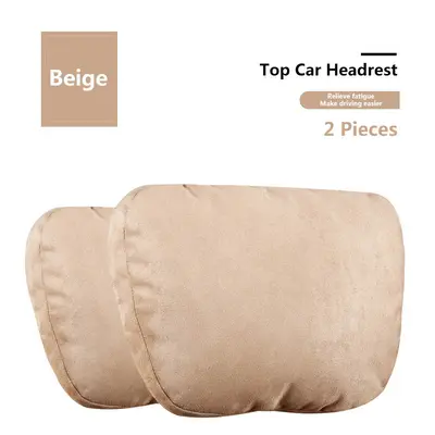 (2 Pcs Beige) Top Quality Design Class Car Headrest Car Seat Neck Pillow Car Neck