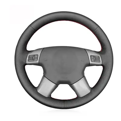 (Dark Brown Thread) Black PU Leather Car Steering Wheel Cover For Opel Vectra C