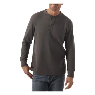 Wrangler Authentics Men's Long Sleeve Waffle Henley Dark Charcoal Me