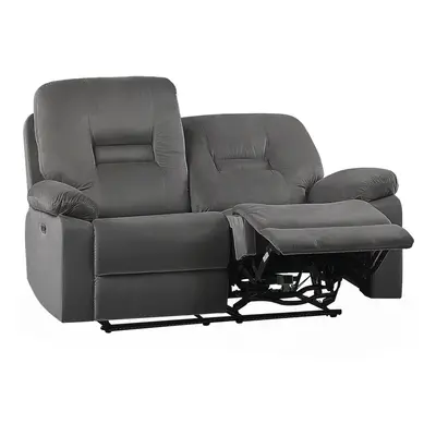 2 Seater Velvet LED Electric Recliner Sofa with USB Port Grey BERGEN