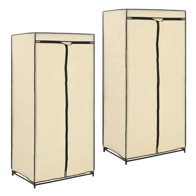 vidaXL 2x Wardrobes Cream Closet Clothes Storage Organiser Cabinet Shelves