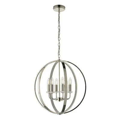 Hanging Ceiling Pendant Light Bright Nickel Globe Shade Bulb Orb Loop Lamp