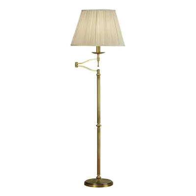 Luxury Moving Swing Arm Feature Floor Lamp Antique Brass & Beige Organza Shade