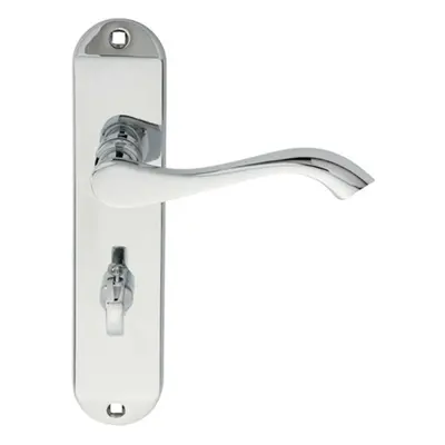 PAIR Curved Lever on Chamfered Bathroom Backplate x 40mm Polished Chrome