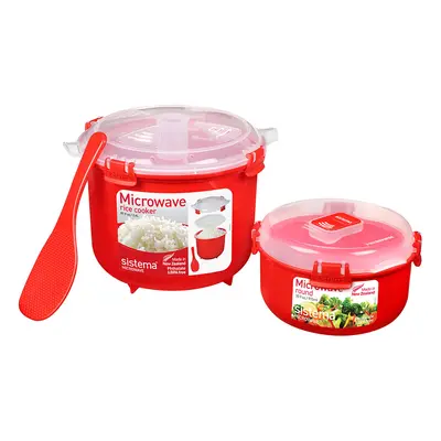 Microwave Rice Cooker & Round Microwave Food Container Set | 2.6L, 915ml | Food Containers with 