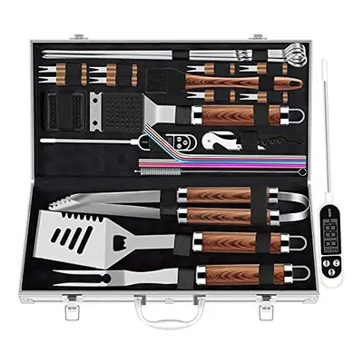 26pcs Extra Thick Stainless Steel Grill Tool Set for Men Heavy Duty Grilling Accessory Kit for B