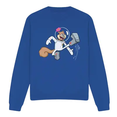 (S, Royal Blue) SpongeBob SquarePants Unisex Adult Karate Sandy Cheeks Sweatshirt