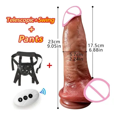 (XXL and pants) Huge Big Soft Vibrator Heating Realistic Dildo For Woman Men Wireless Telescopic