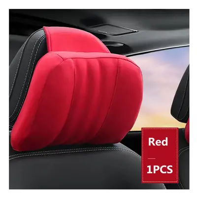 (1pcs red) High Quality Memory Foam Car Headrest Pillow S-Class Soft Pillow Suede