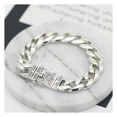 (silver, 20cm) New Exquisite Silver Men Bracelet Glossy Domineering Chinese Style Retro Creative