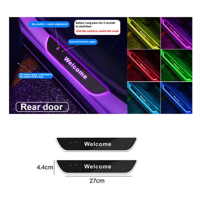 (For T-oyota, A-Rear door) New4/2 Pcs Customized Car Door Sill Light RGB Colour Car Scuff Plate 