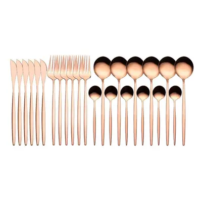 (rose gold) Gold Cutlery Set Piece Tableware Sets Of Dishes Knifes Spoons Forks Set Stainless St