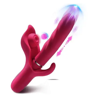 (red) G-spot Bunny Sucking Vibrator Clitoral Stimulator Vaginal Anal Masturbator Massager Rose V