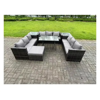 Fimous Seater Wicker PE Rattan Outdoor Furniture Lounge Sofa Garden Dining Set with Dining Table