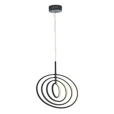 LED Ceiling Pendant Light 30W Warm White Matt Black Hoop Ring Feature Strip Lamp