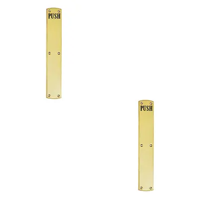 2x Traditional Push Engraved Door Finger Plate x 75mm Polished Brass